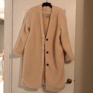 Beige Sherpa long Cardigan